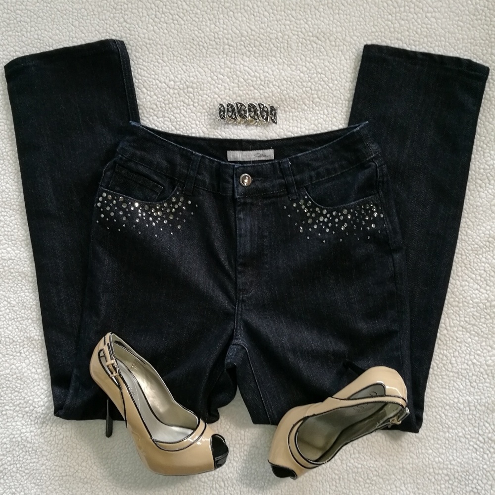 CHICO'S PLATINUM Embellished Jeans Size 6